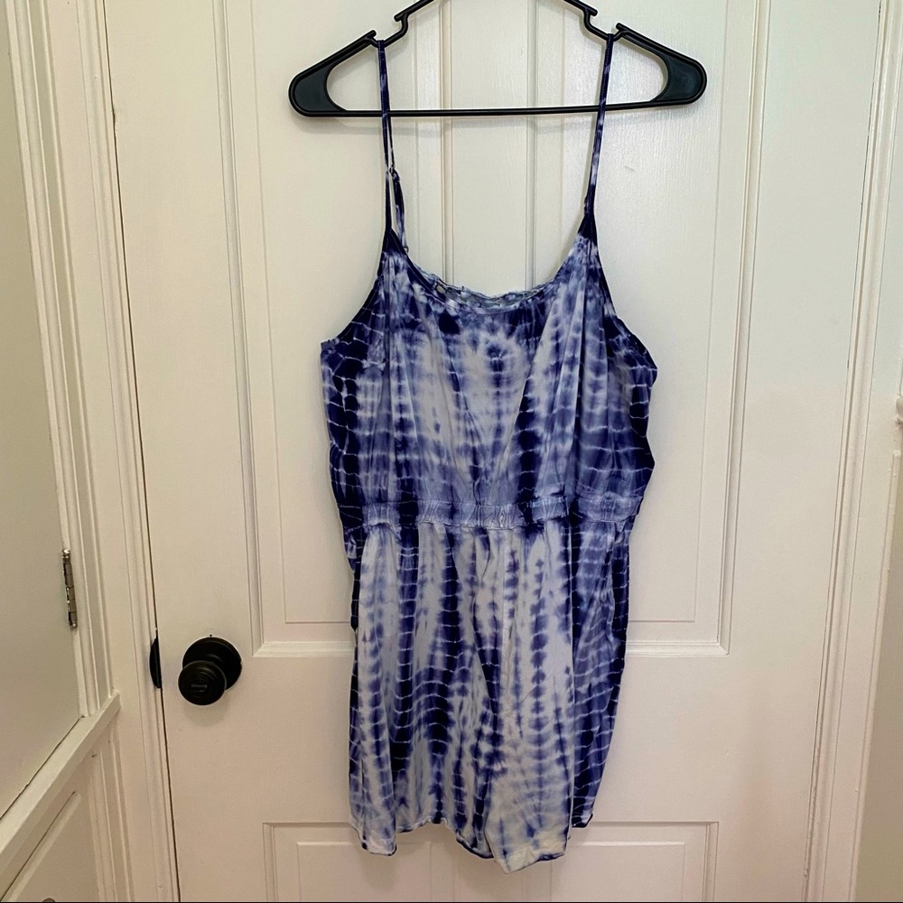 Blue & White Tie Dye Romper | XL